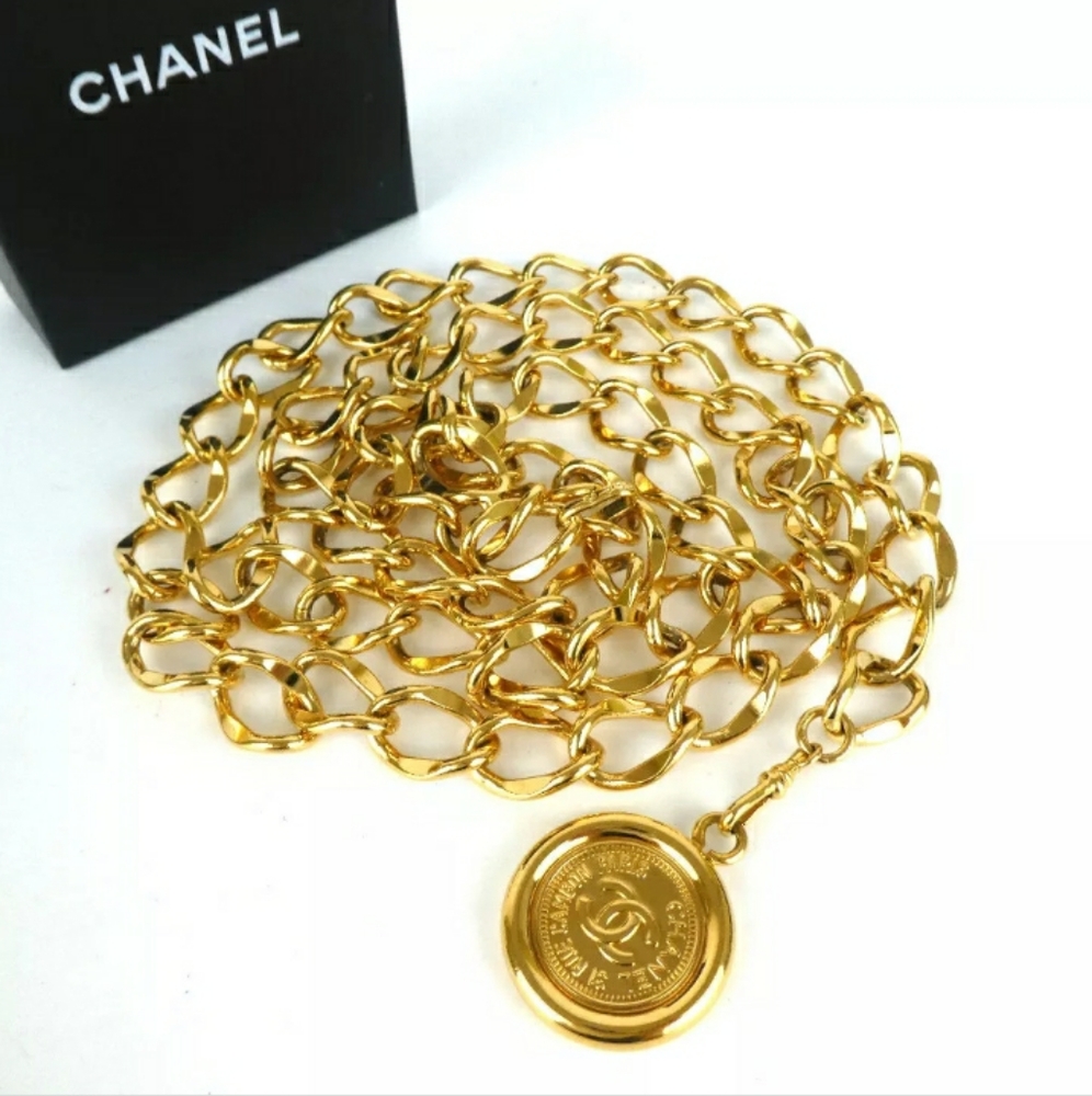 AUTHENTIC CHANEL CC MARK SIDE DOUBLE CHAIN BELT